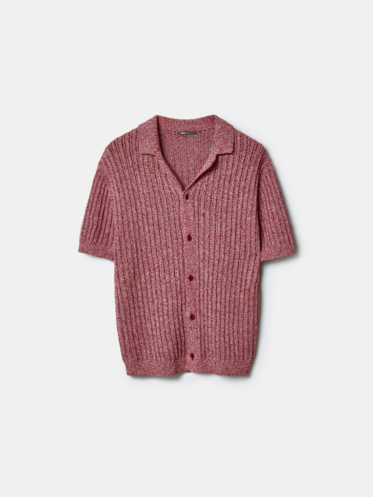 Вязаный джемпер с коротким рукавом SELA, бордовый, арт. 43363