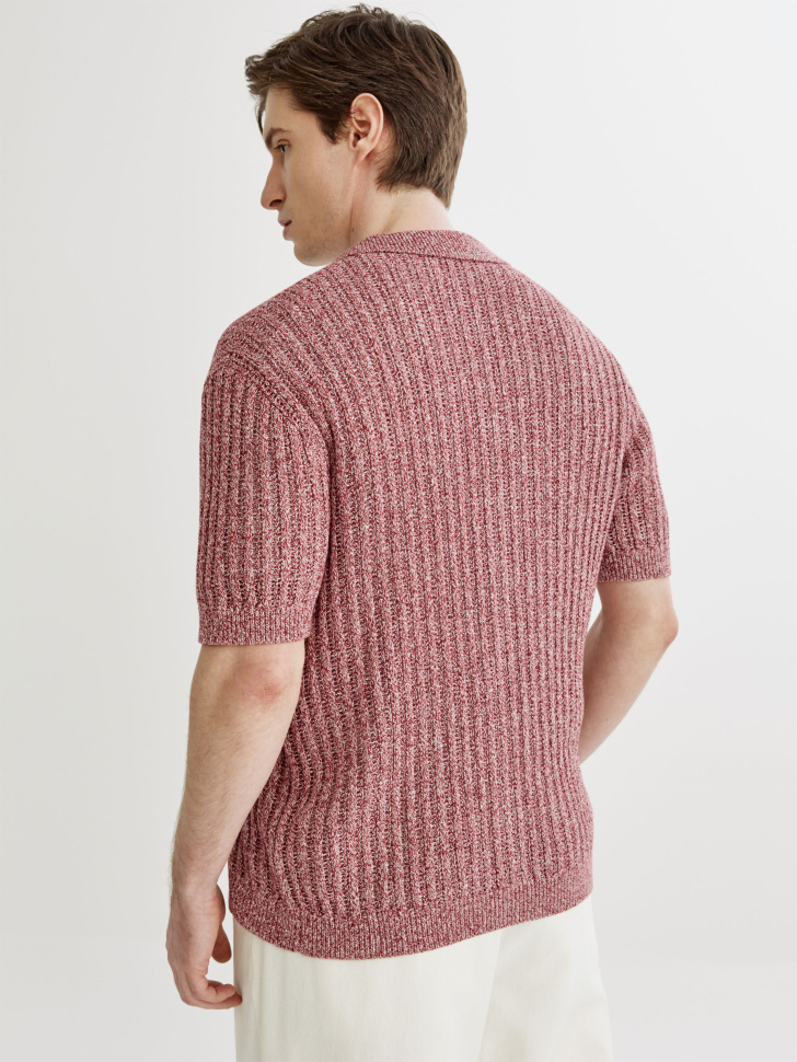 вязаное поло на пуговицах из россии вид сбоку