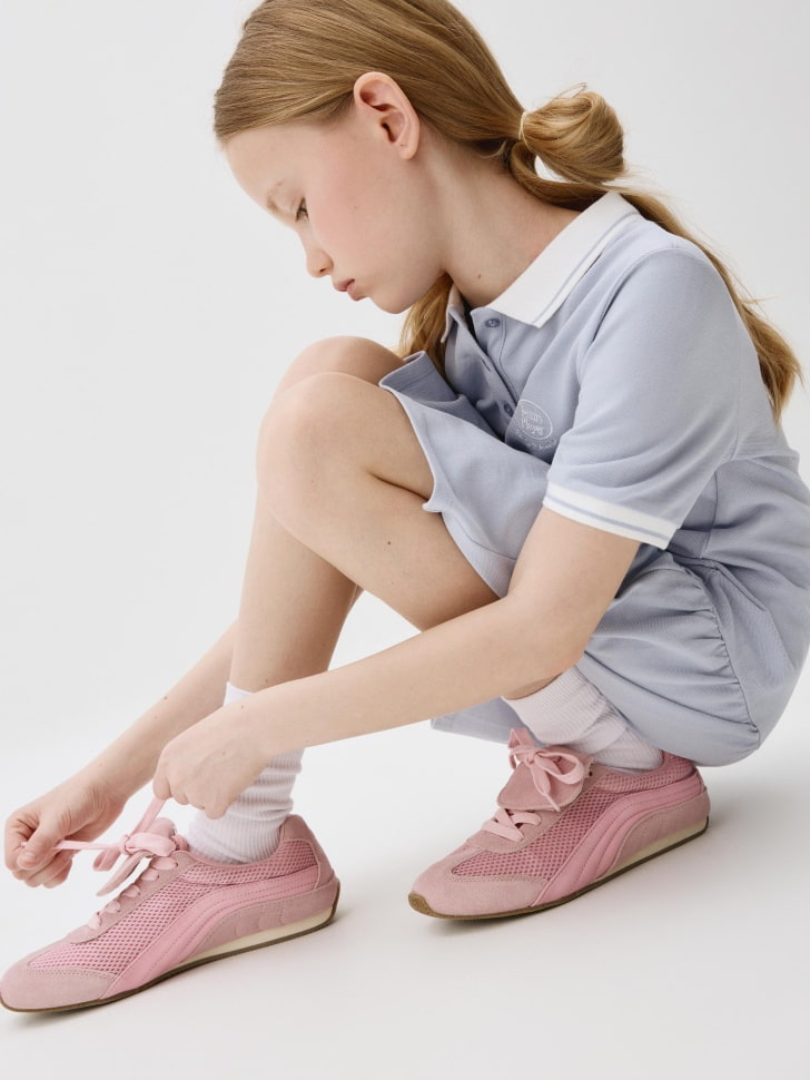 

Комбинированные кеды с удлиненным язычком для девочек