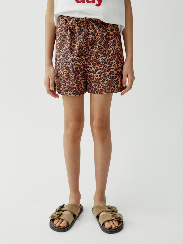 леопардовые шорты для девочек от бренда sela вид слева