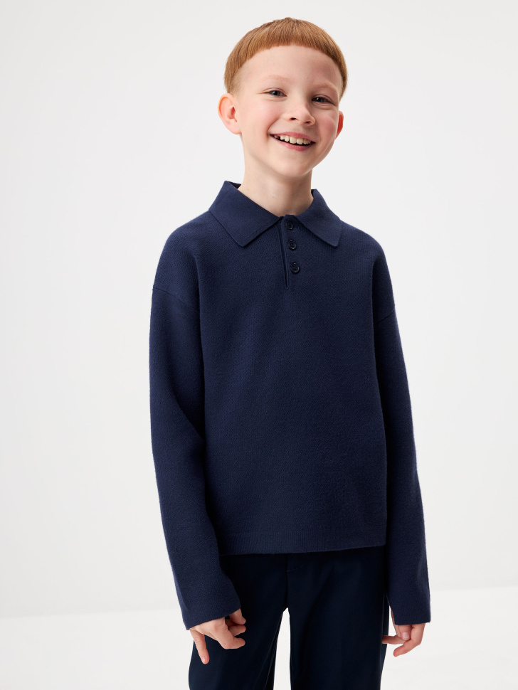 

Вязаное поло с длинным рукавом детское