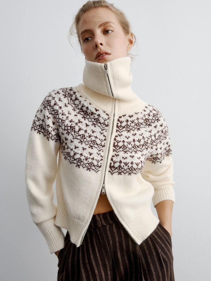 вязаный кардиган с жаккардовым орнаментом 4680798757513 фотография