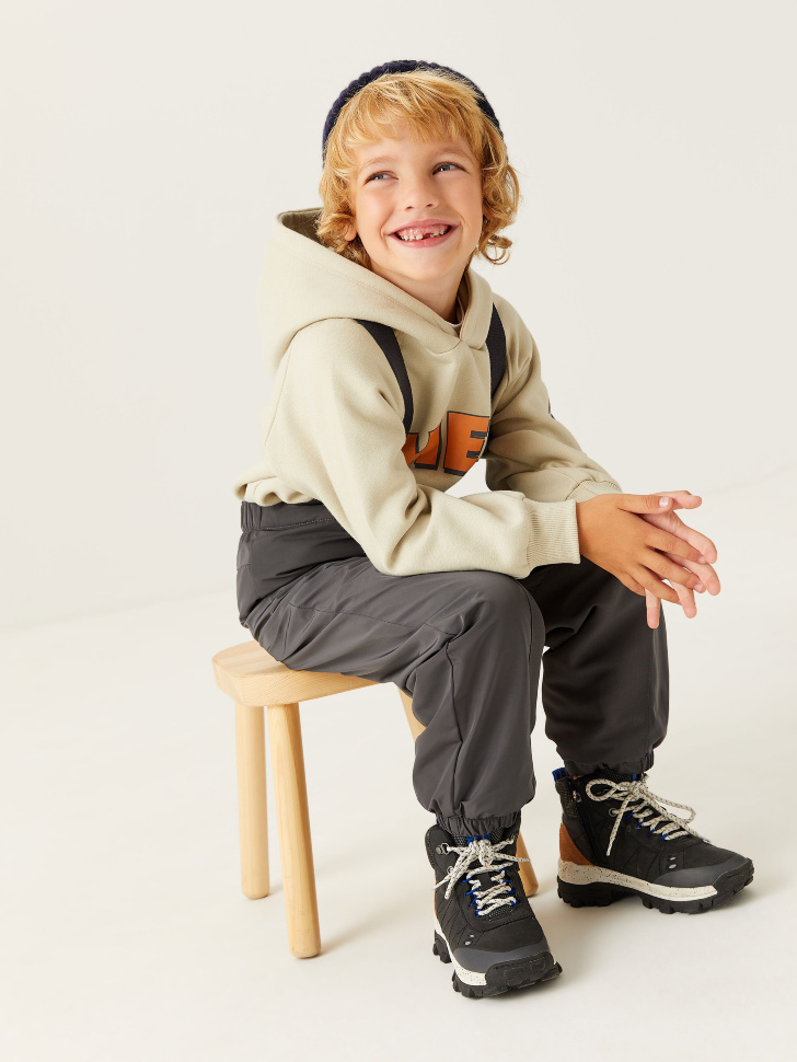 Утепленные брюки на лямках для мальчиков (серый, 104/ 4-5 YEARS) sela 4640078871599 - фото 1