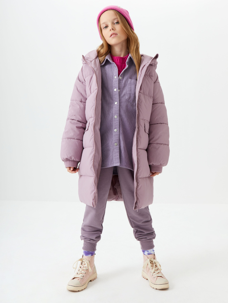 

Стеганый пуховик из переработанного полиэстера для девочек, Фиолетовый