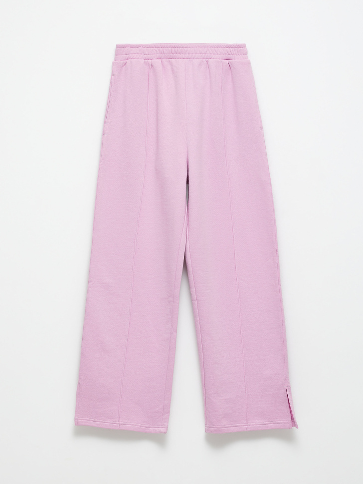 Трикотажные широкие брюки для девочек (розовый, 122) sela 4680129467050 - фото 1