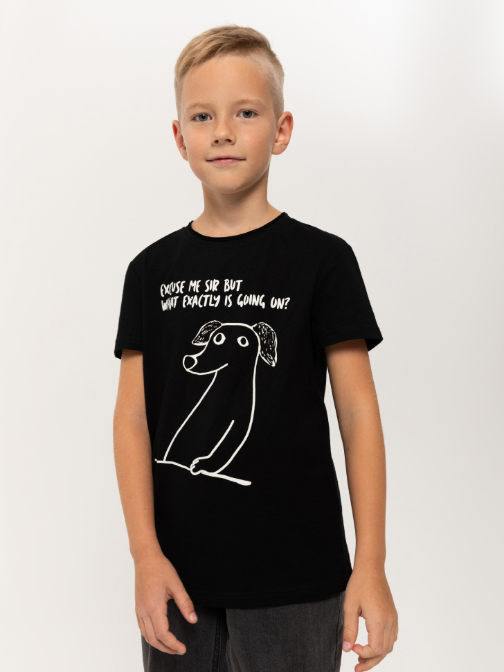 Футболка для мальчиков (черный, 128/8-9 YEARS)