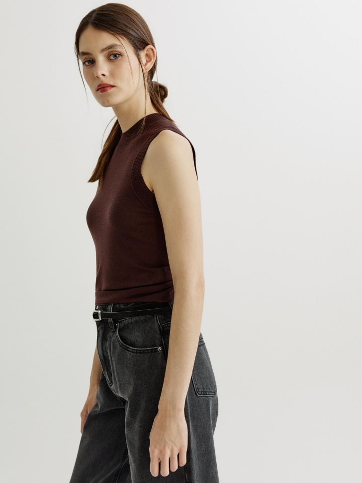 вязаный топ из шерсти премиум качества из россии вид сбоку