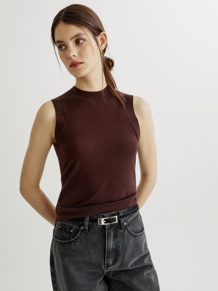 вязаный топ из шерсти премиум качества из шерсти спереди