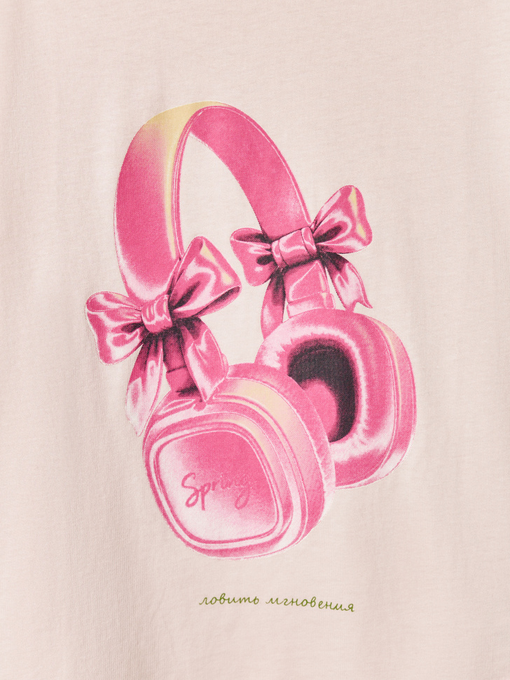 футболка оверсайз с принтом для девочек по цене 1199 руб вид справа