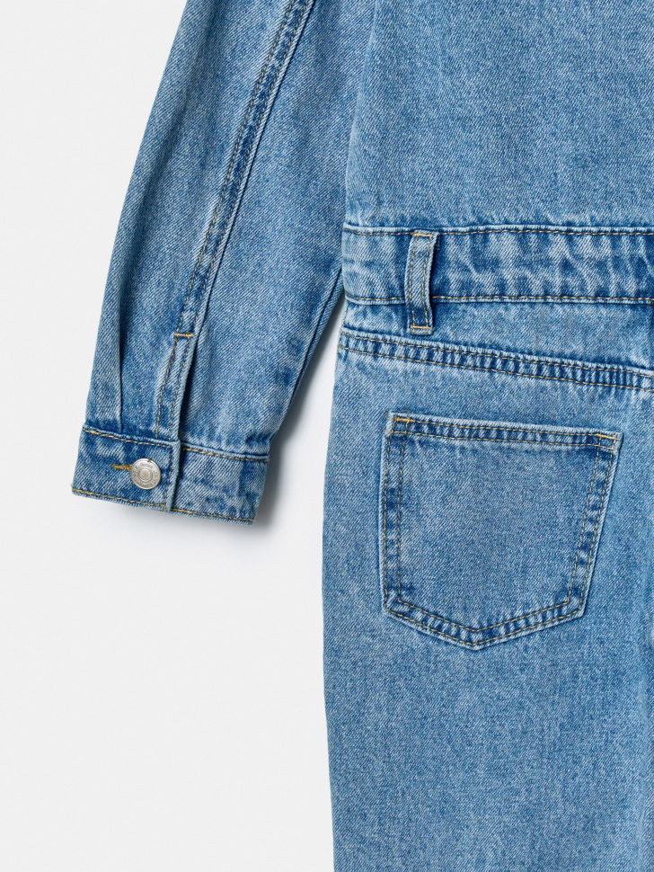 джинсовый комбинезон для девочек из хлопка спереди