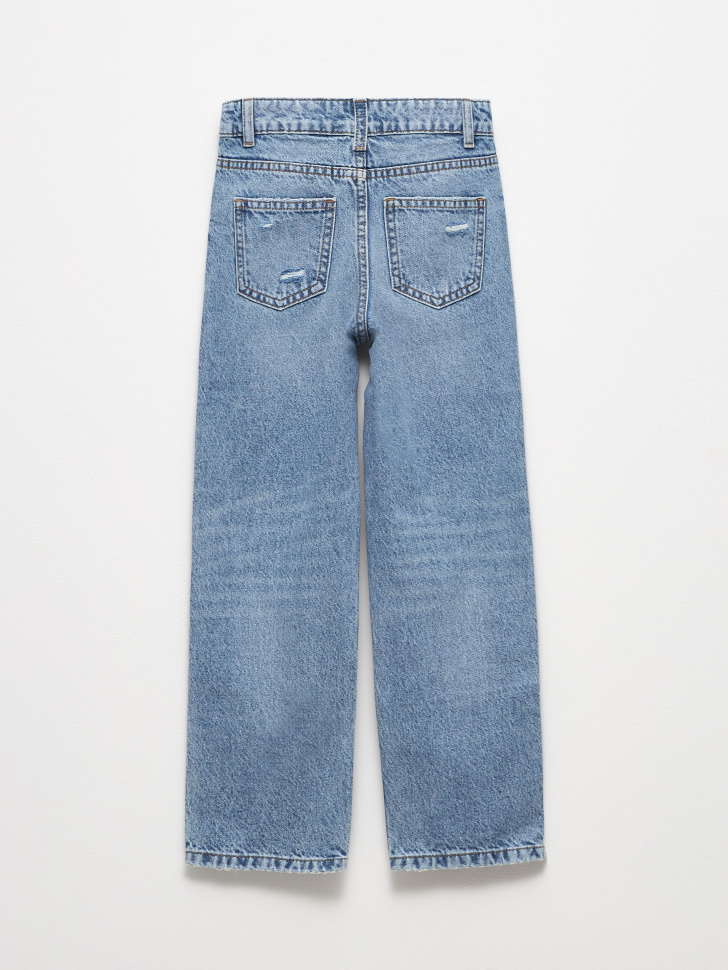 Рваные широкие джинсы для девочек (голубой, 134) sela 4680129706166 - фото 4
