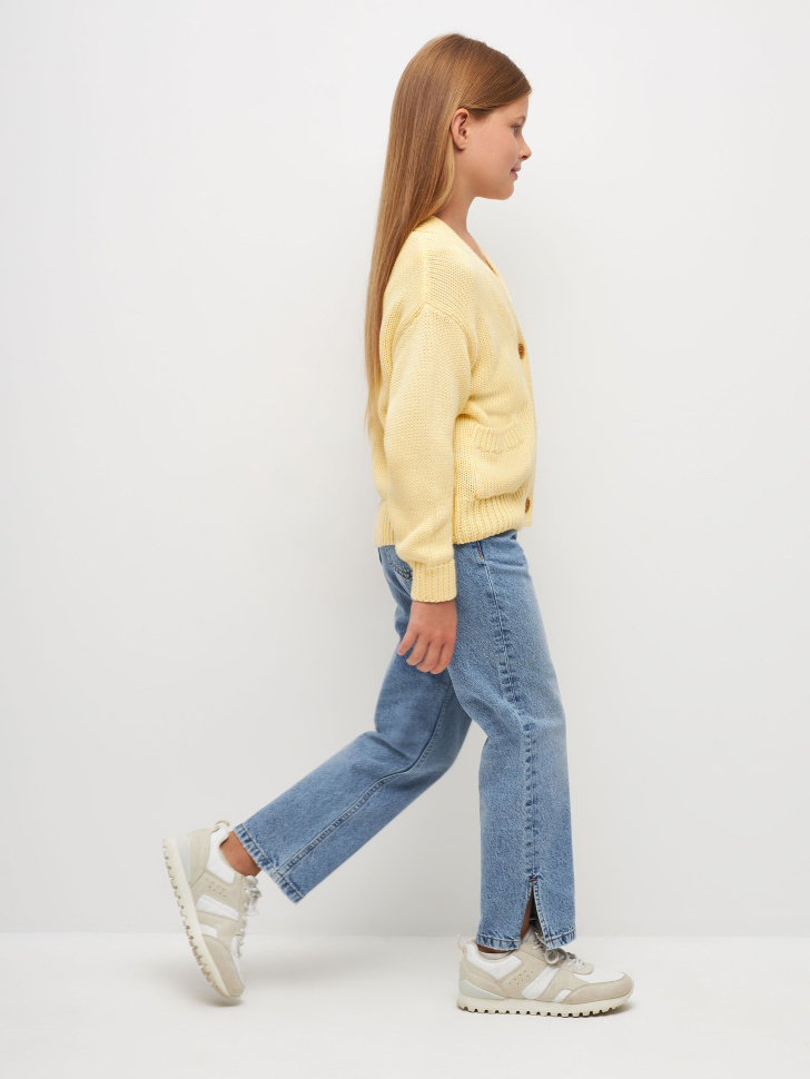 Рваные широкие джинсы для девочек (голубой, 134) sela 4680129706166 - фото 5