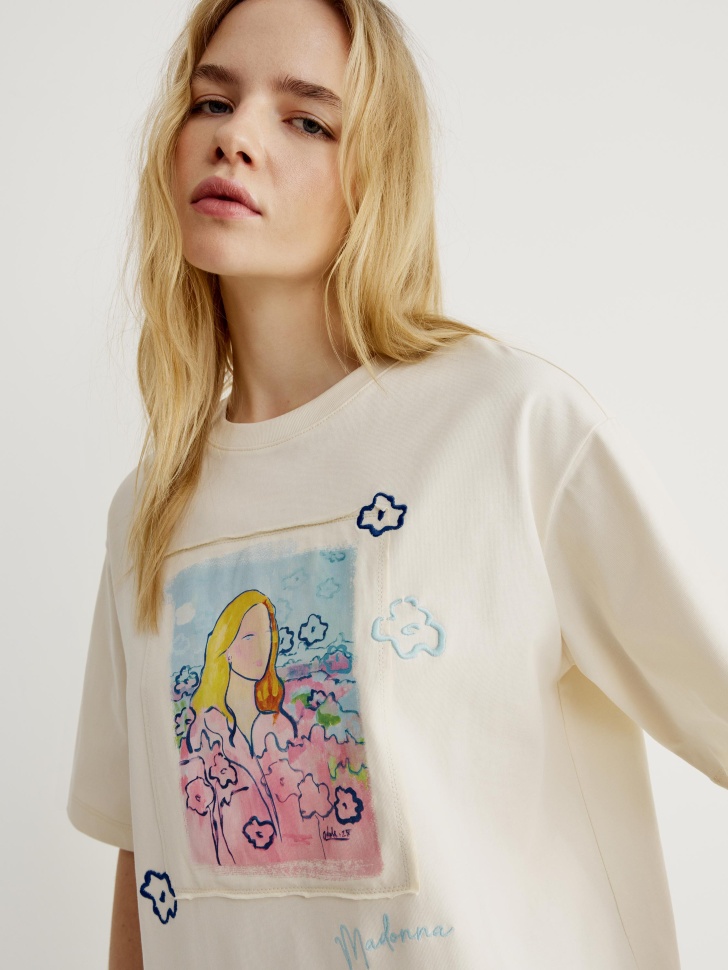 Футболка SELA ART PEOPLE с Адель Левитовой, белый, арт. 44913