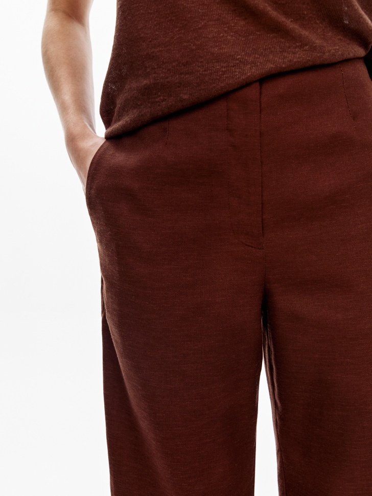 укороченные брюки из смесовой вискозы со льном из россии вид сбоку