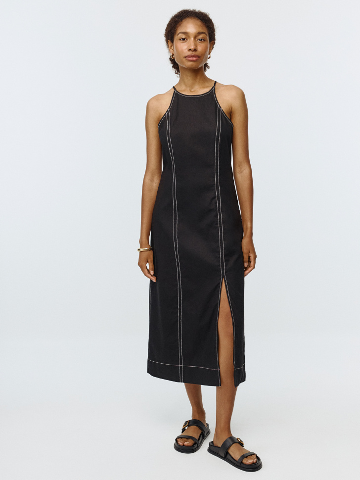 

Платье миди из смесового льна