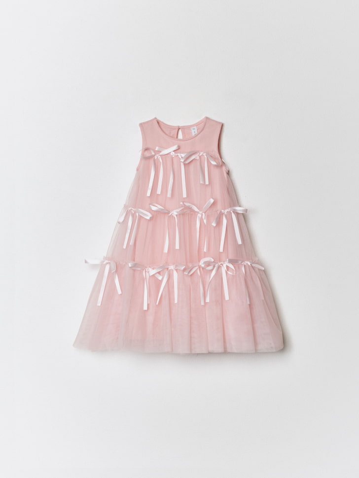 

Новогодное ярусное платье с бантиками для девочек, SL5811040706