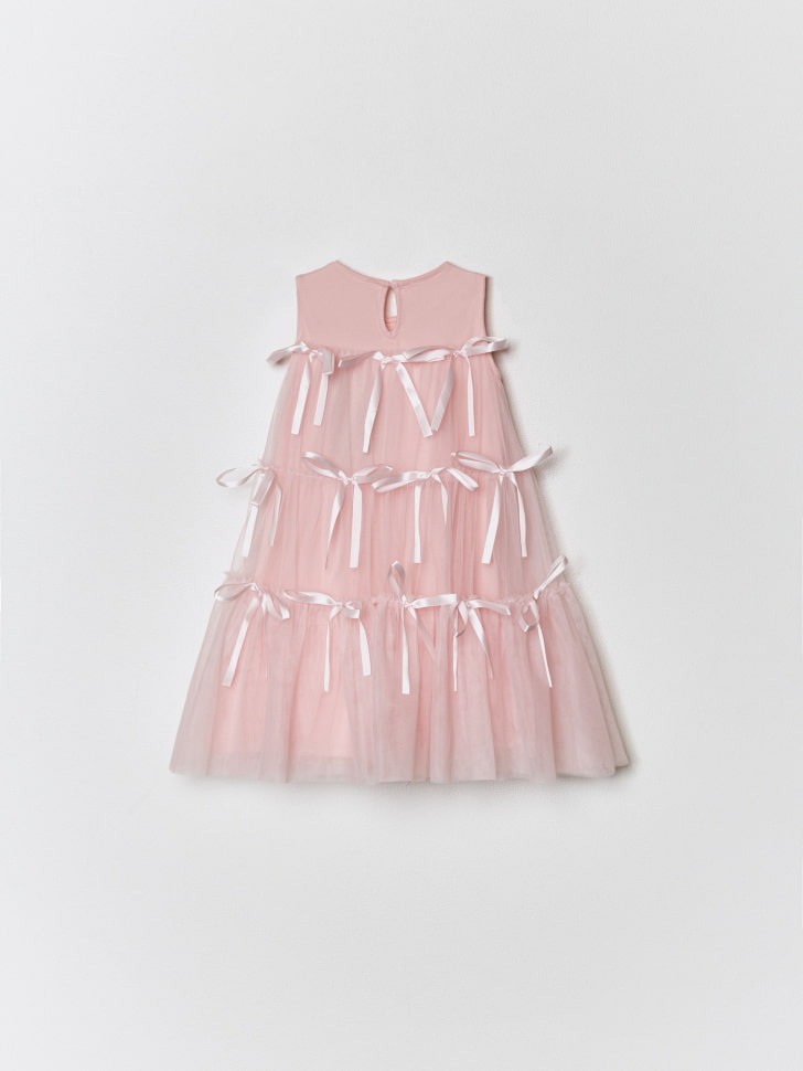 новогодное ярусное платье с бантиками для девочек 4610517043825 по акции