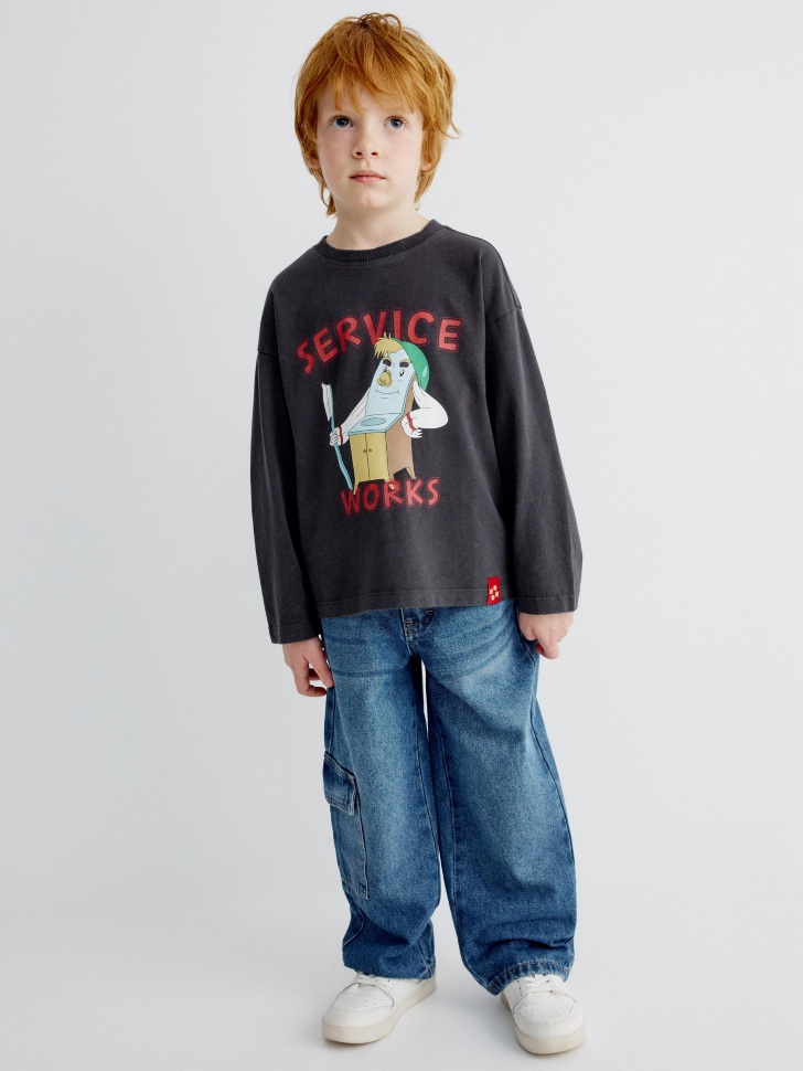 лонгслив детский с принтом  x союзмультфильм от бренда sela вид слева