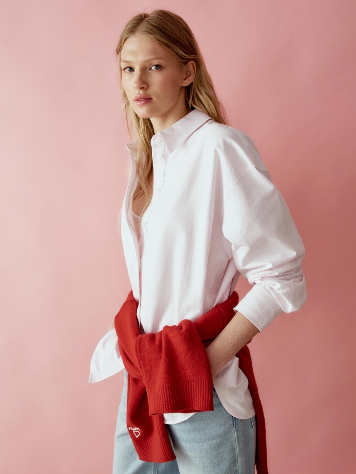 рубашка оверсайз в полоску с вышивкой 4610517349767 фотография