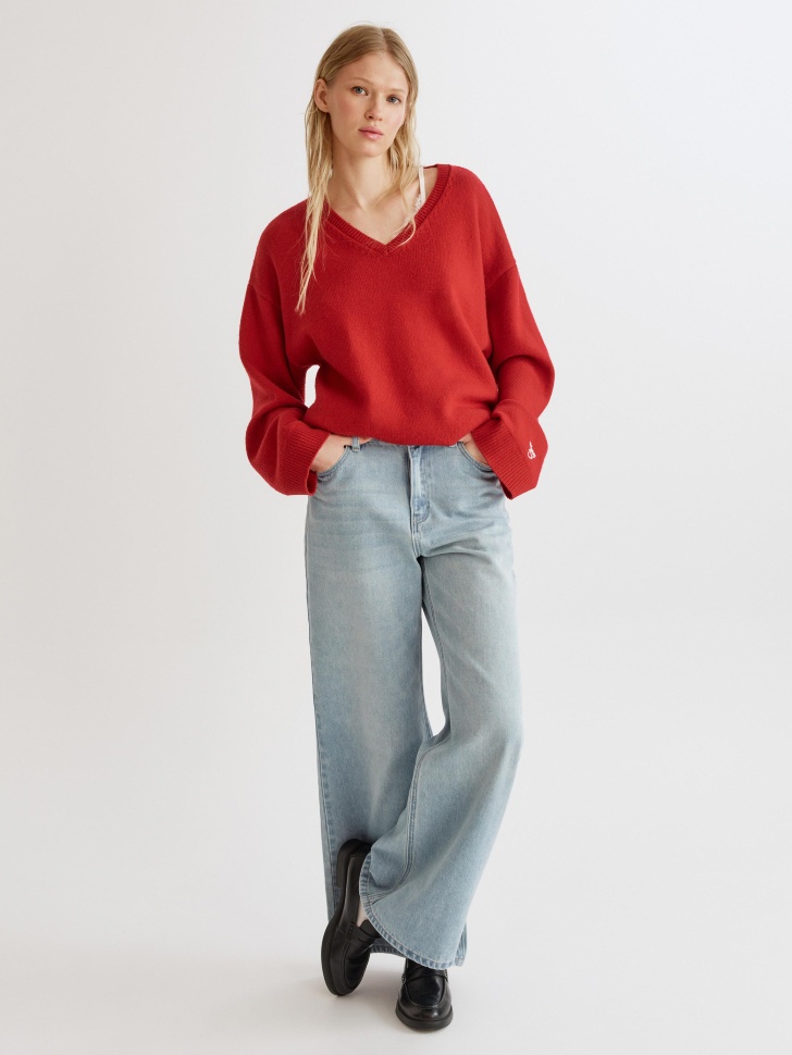 вязаный оверсайз джемпер из смесовой шерсти из шерсти спереди