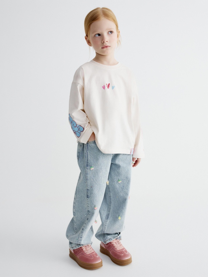 

Джинсы багги с декором для девочек, SL6802041403