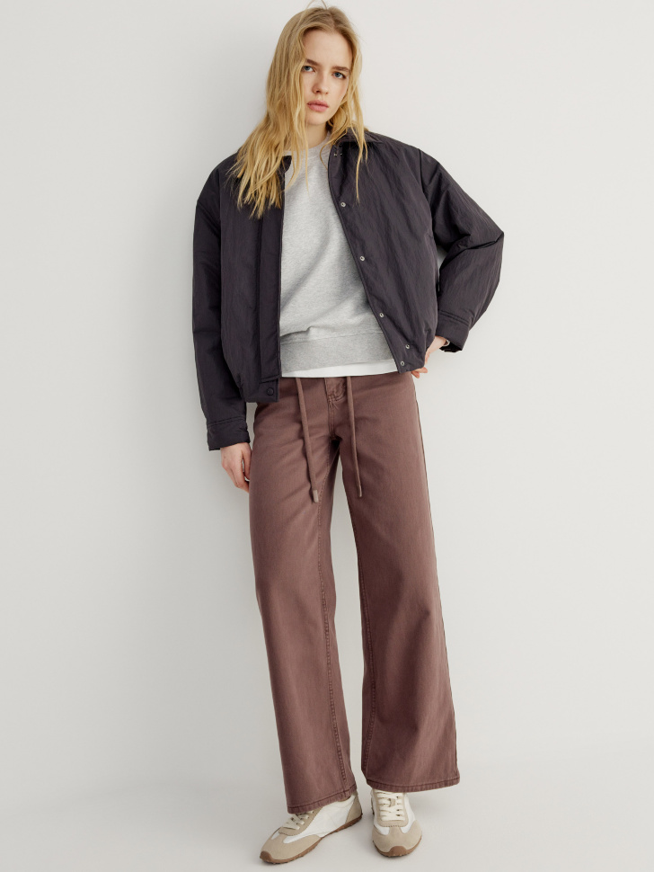 Классические прямые джинсы Sela с кулиской, коричневый, арт. 42849