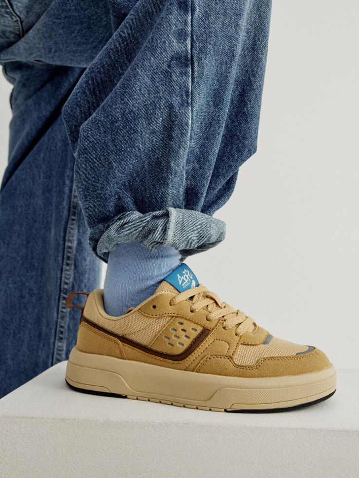 Комбинированные кеды Sela для мальчиков, бежевый, арт. 51443