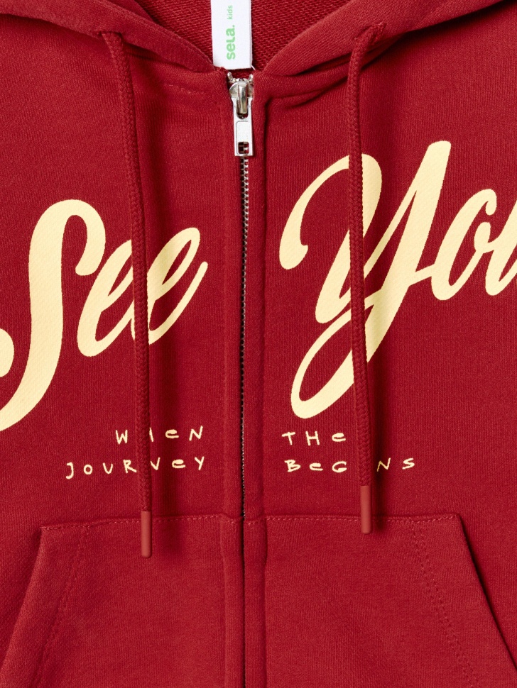 толстовка на молнии с принтом для девочек из россии вид сбоку