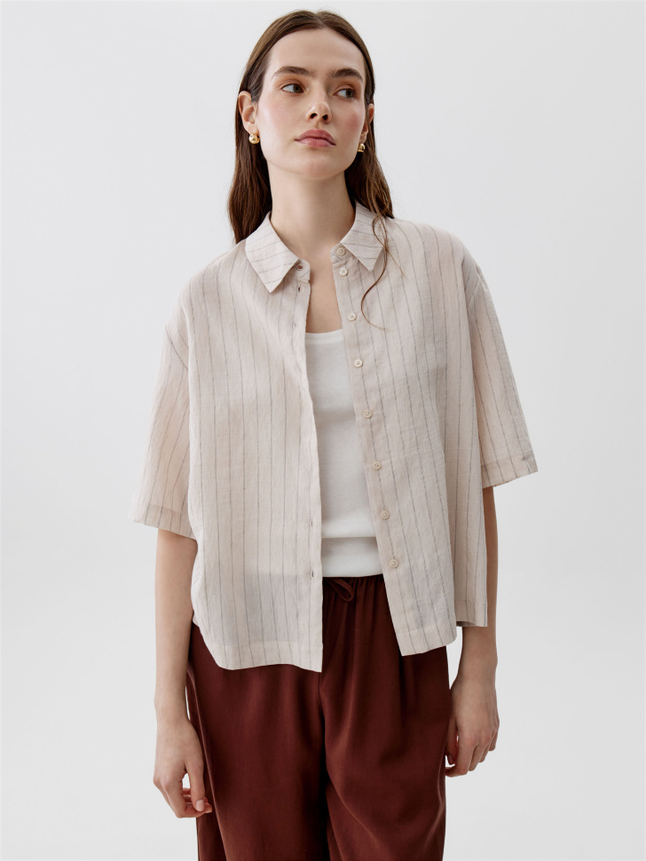 Рубашка Sela с коротким рукавом, бежевый, арт. 54334