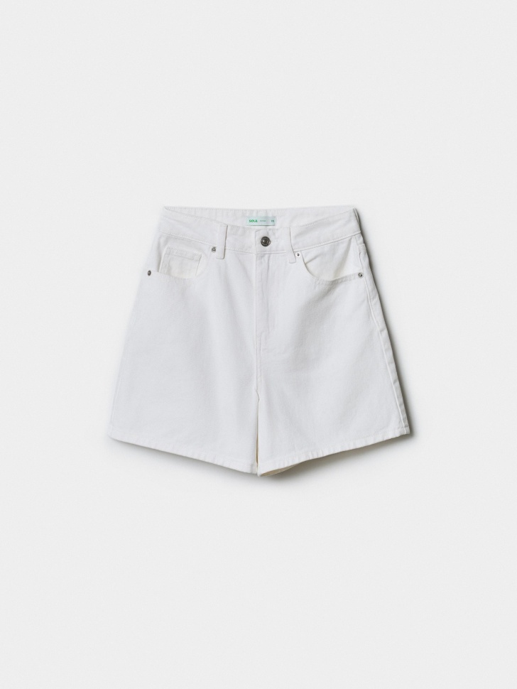 Джинсовые шорты SELA МОМ с высокой посадкой, белый, арт. 52039