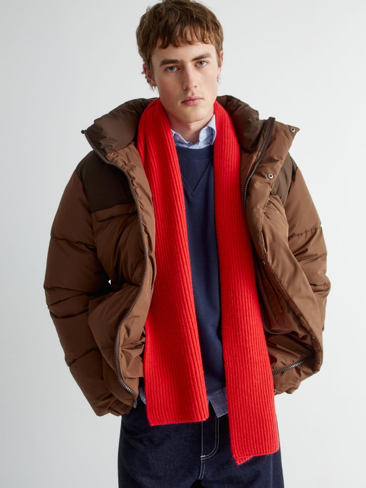 Длинный вязаный шарф, красный, арт. 2447