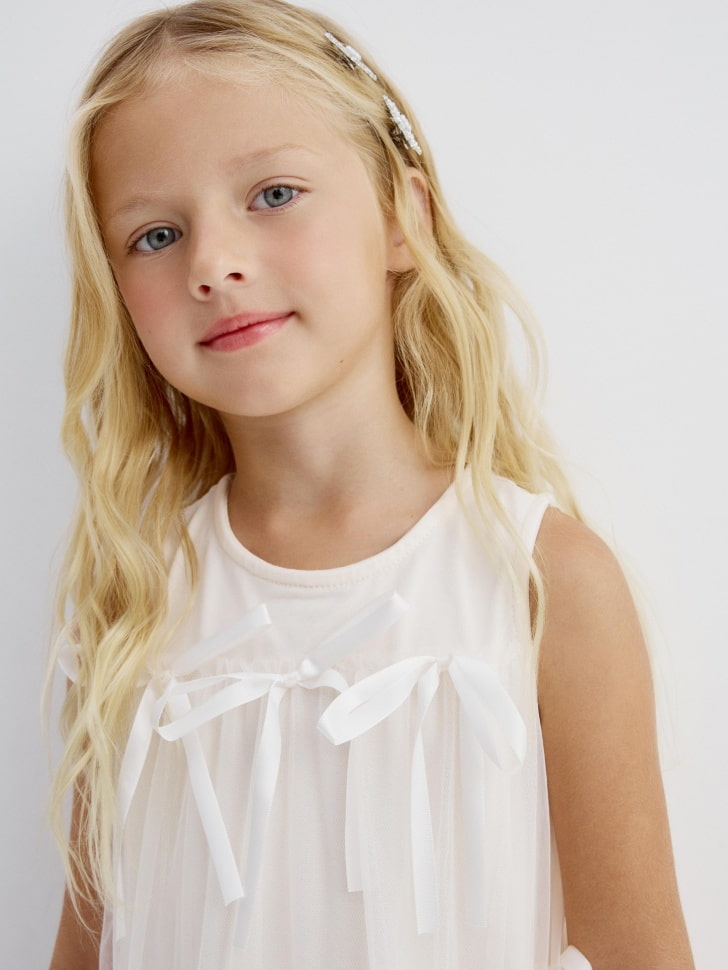 новогодное ярусное платье с бантиками для девочек 4610517043764 в интернет магазине