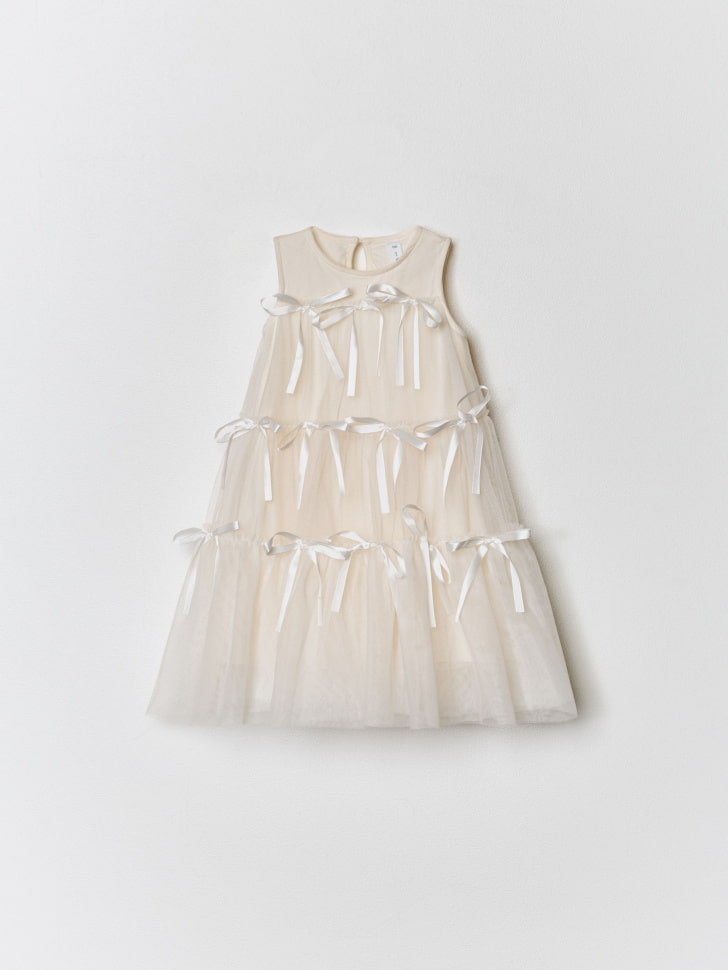 новогодное ярусное платье с бантиками для девочек 4610517043764 с промокодом