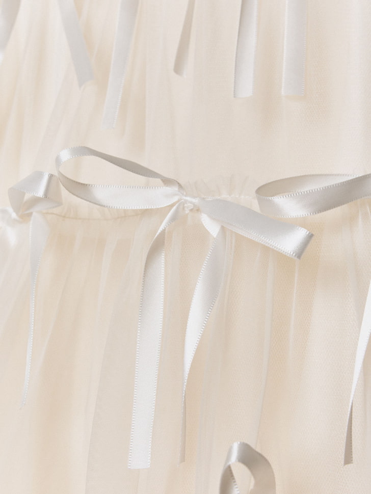 новогодное ярусное платье с бантиками для девочек 4610517043764 со скидкой