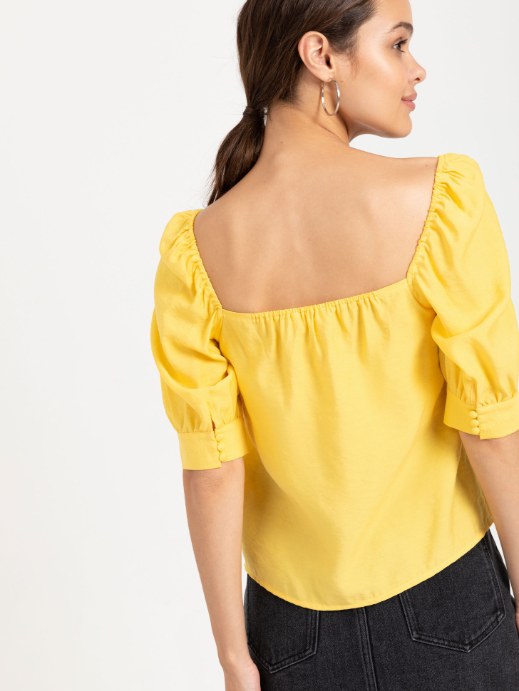 SELA Блузка с объемными рукавами (желтый, L)