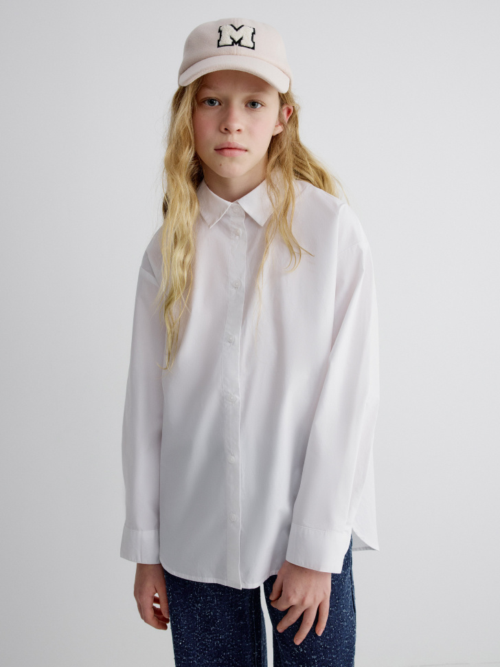 Удлиненная рубашка SELA для девочек, белый, арт. 33743