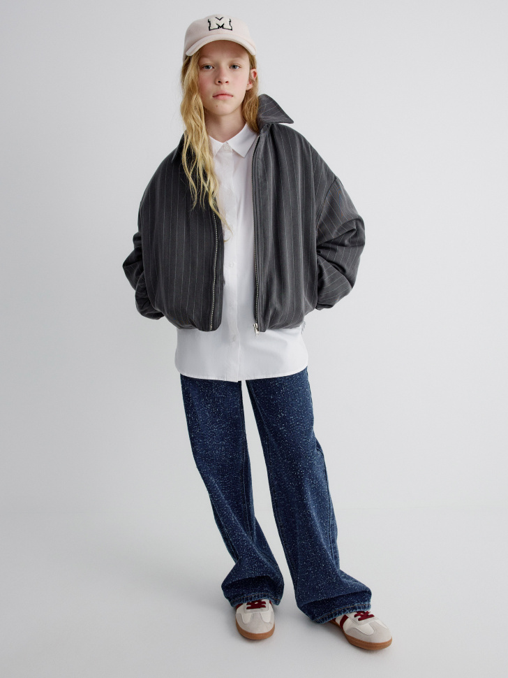 удлиненная рубашка для девочек от бренда sela вид слева