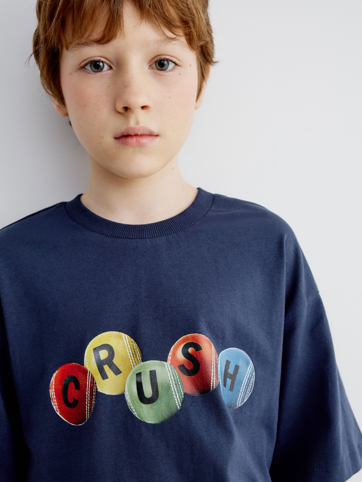 футболка оверсайз с принтом для мальчиков 4610517136169 в интернет магазине