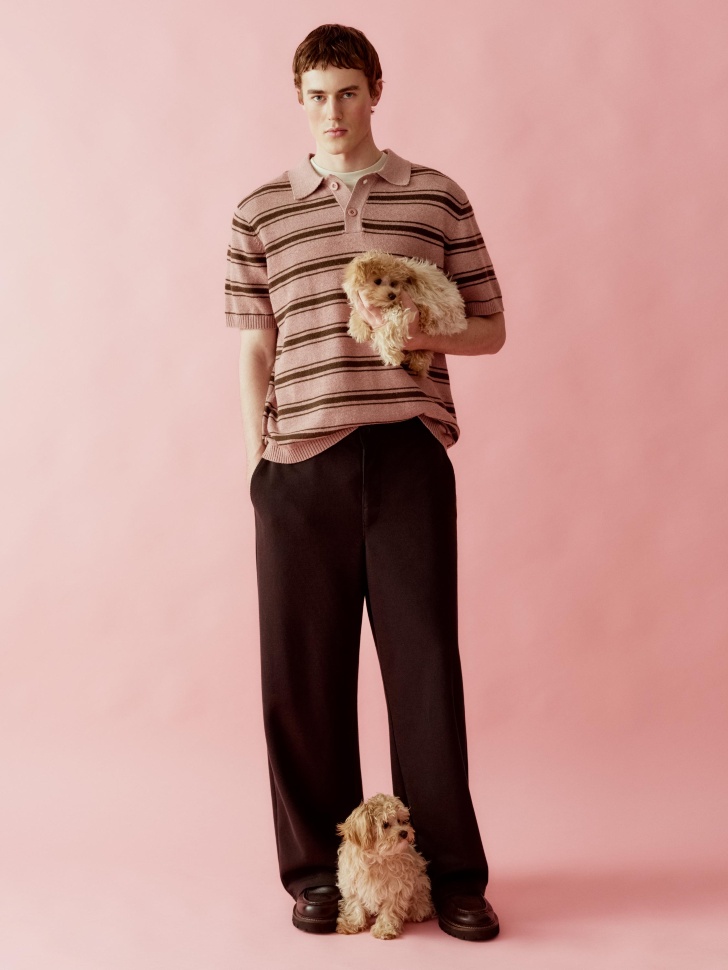 вязаное поло с коротким рукавом в полоску 4610517240897 фотография