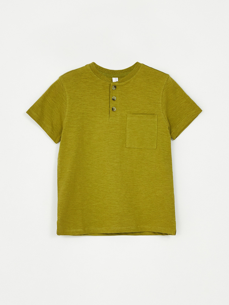 Базовая футболка на пуговицах для мальчиков (зеленый, 92)