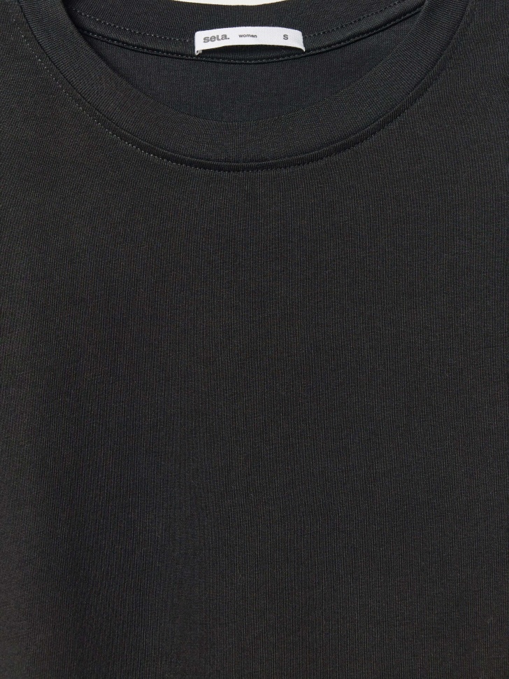 базовый лонгслив из хлопка из хлопка спереди