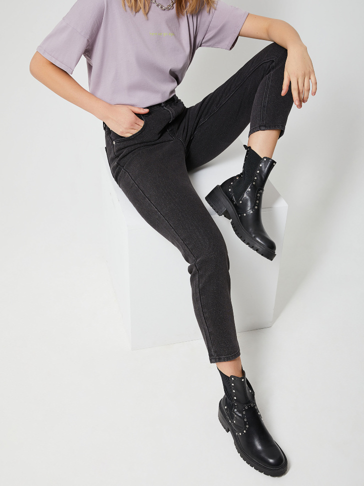 

Джинсы Mom fit, Серый
