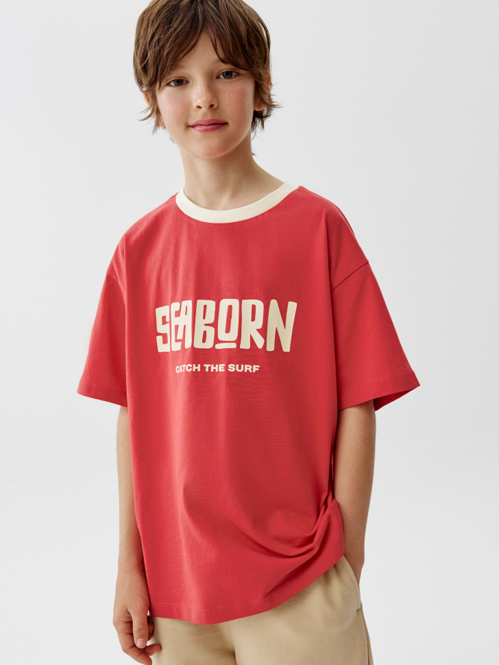 Футболка Sela оверсайз с принтом, красный, арт. 52825