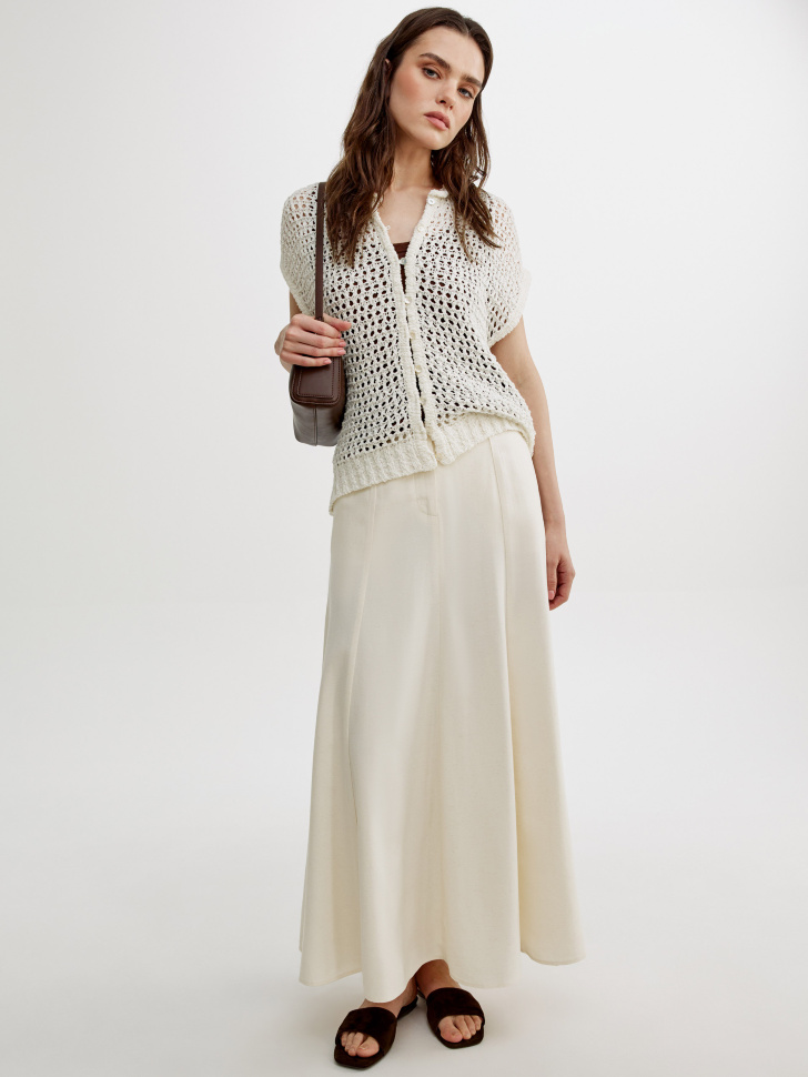 кардиган с коротким рукавом фактурной вязки от бренда sela вид слева