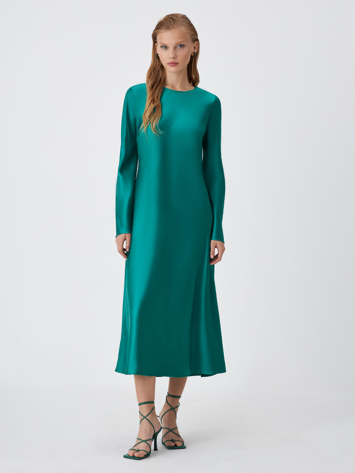 

Сатиновое платье миди, Зеленый