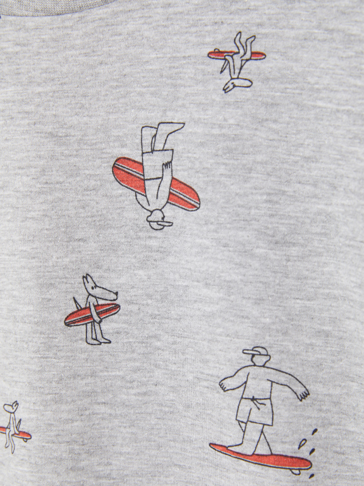 Трикотажная пижама с принтом для мальчиков (серый, 122-128 (7-8 YEARS)) sela 4603375820417 - фото 3