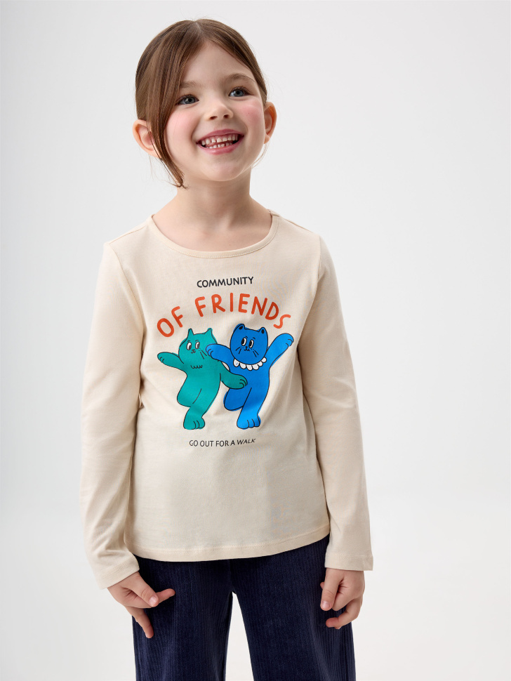 

Лонгслив с принтом для девочек