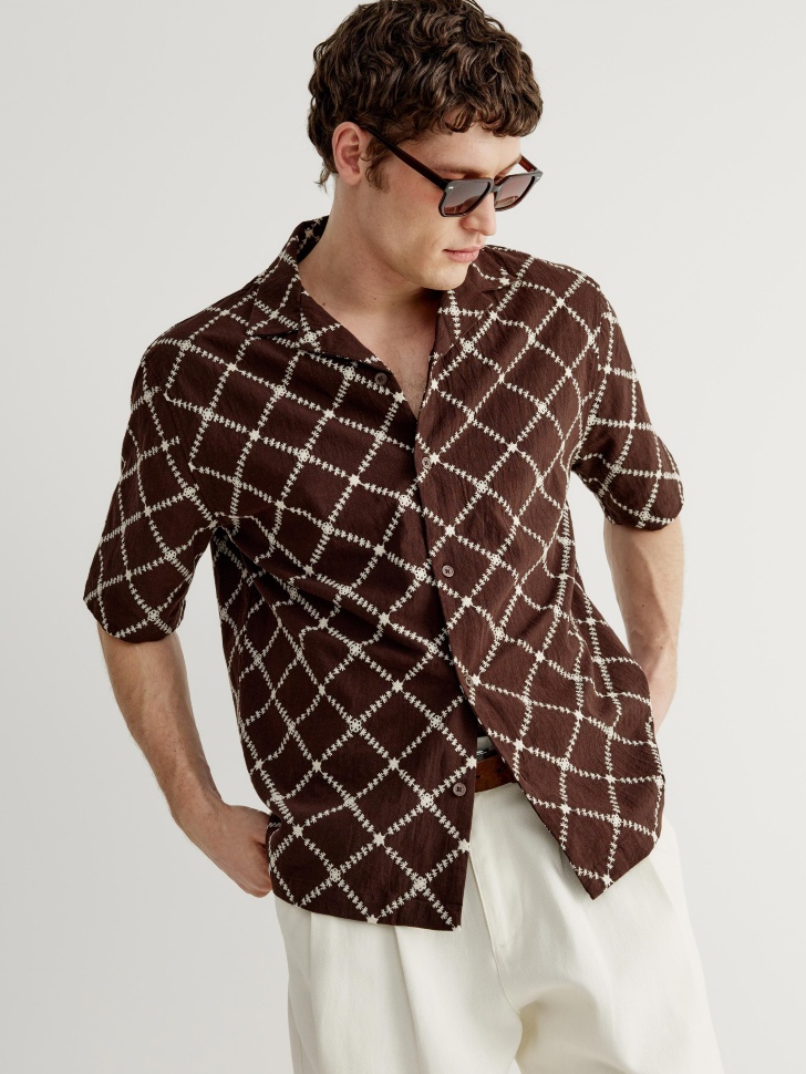 Рубашка Sela с коротким рукавом, коричневый, арт. 53673