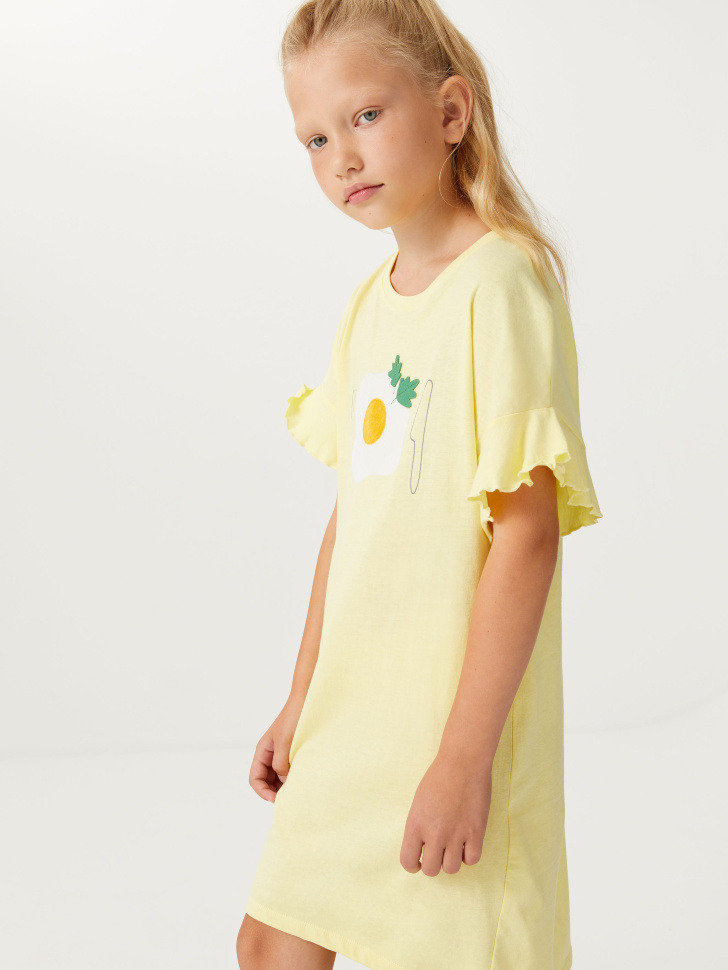 Ночная сорочка с принтом для девочек (желтый, 122-128 (7-8 YEARS)) sela 4640078752072