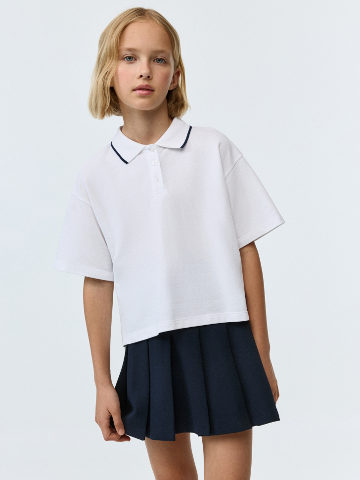 

Поло оверсайз с короткими рукавами для девочек